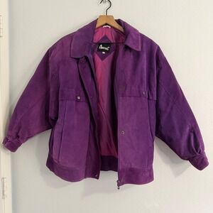Vintage 80s - Avanti 100% Genuine Leather Purple Oversized Jacket Women's Medium